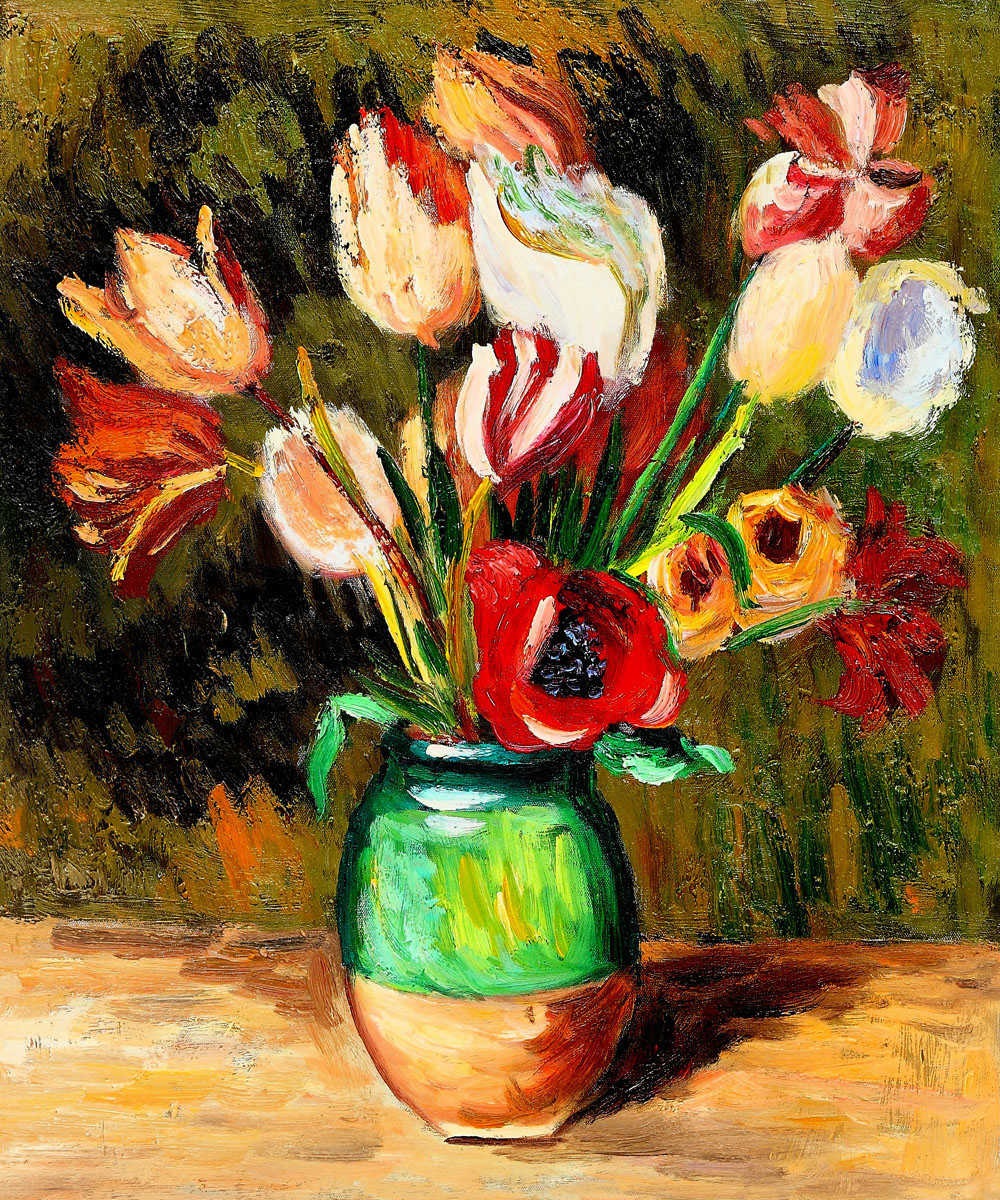 Tulips in a Vase - Pierre-Auguste Renoir painting on canvas